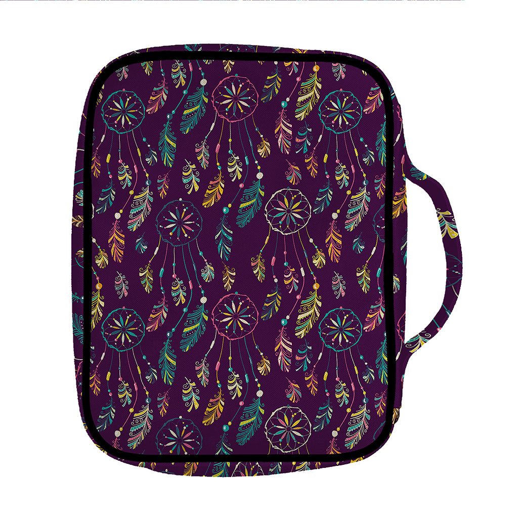 Purple Bohemian Dream Catcher Print Front Pocket Bible Bag