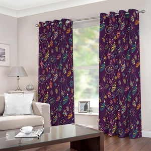 Purple Bohemian Dream Catcher Print Grommet Curtains