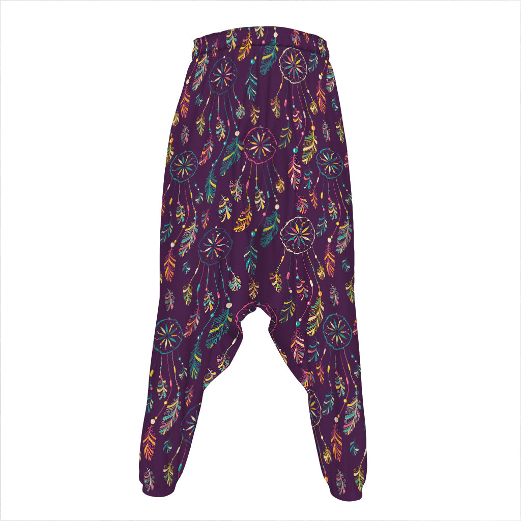 Purple Bohemian Dream Catcher Print Hammer Pants