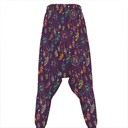 Purple Bohemian Dream Catcher Print Hammer Pants