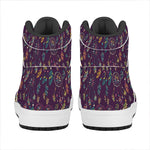 Purple Bohemian Dream Catcher Print High Top Leather Sneakers