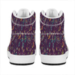 Purple Bohemian Dream Catcher Print High Top Leather Sneakers