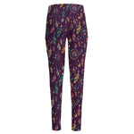 Purple Bohemian Dream Catcher Print High-Waisted Pocket Leggings