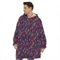 Purple Bohemian Dream Catcher Print Hoodie Blanket