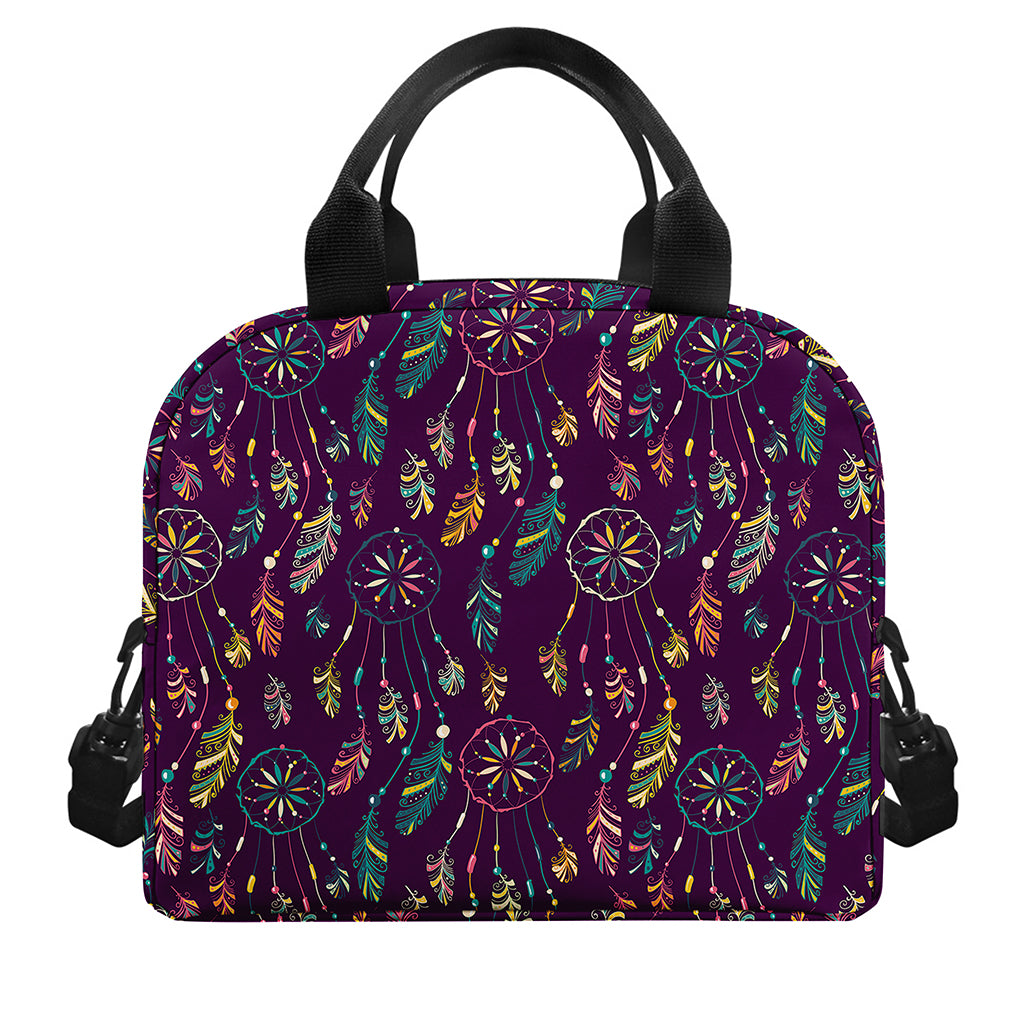 Purple Bohemian Dream Catcher Print Insulated Lunch Bag