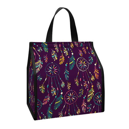 Purple Bohemian Dream Catcher Print Insulated Lunch Tote