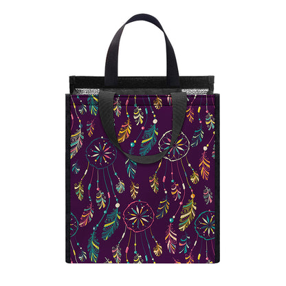 Purple Bohemian Dream Catcher Print Insulated Lunch Tote