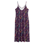 Purple Bohemian Dream Catcher Print Jersey Midi Cami Dress