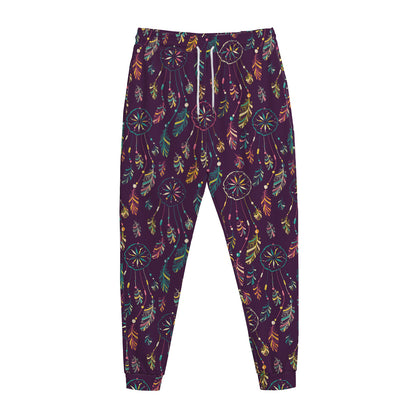 Purple Bohemian Dream Catcher Print Jogger Pants