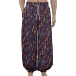Purple Bohemian Dream Catcher Print Lantern Pants