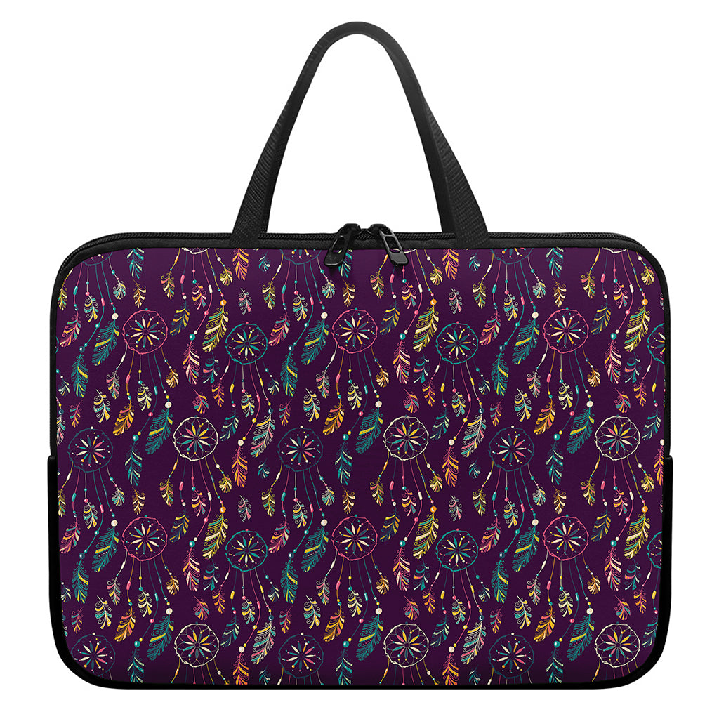 Purple Bohemian Dream Catcher Print Laptop Sleeve With Handle