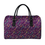 Purple Bohemian Dream Catcher Print Leather Duffle Bag