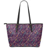 Purple Bohemian Dream Catcher Print Leather Tote Bag