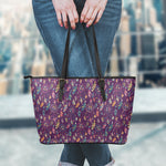 Purple Bohemian Dream Catcher Print Leather Tote Bag