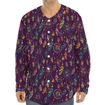 Purple Bohemian Dream Catcher Print Long Sleeve Baseball Jersey