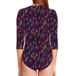 Purple Bohemian Dream Catcher Print Long Sleeve Swimsuit