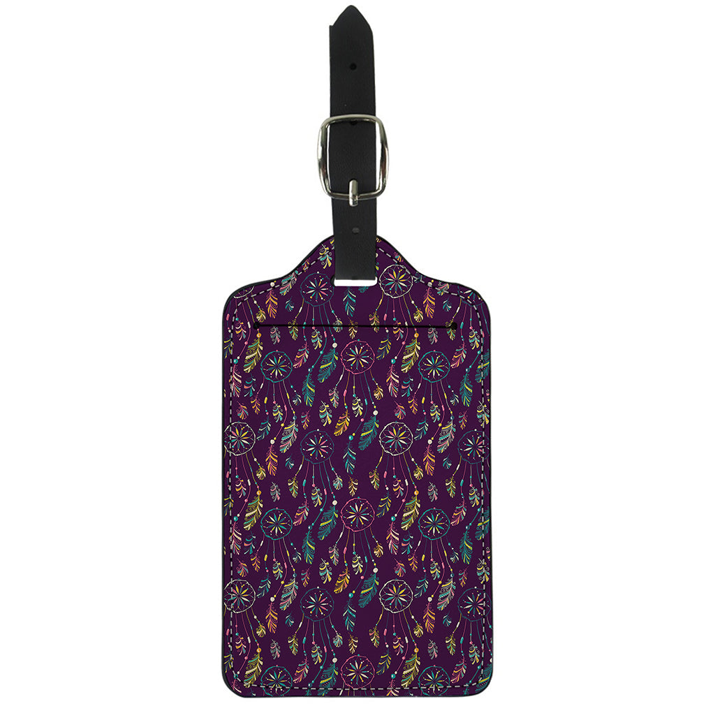 Purple Bohemian Dream Catcher Print Luggage Tag