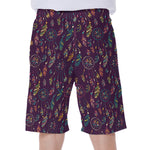 Purple Bohemian Dream Catcher Print Men's Beach Shorts