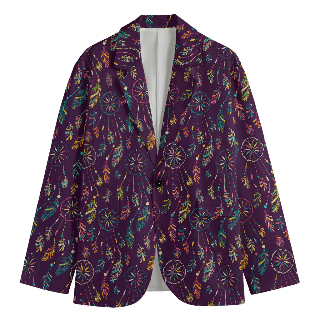Purple Bohemian Dream Catcher Print Men's Blazer