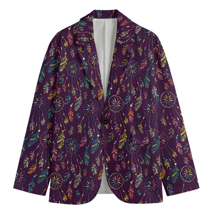 Purple Bohemian Dream Catcher Print Men's Blazer