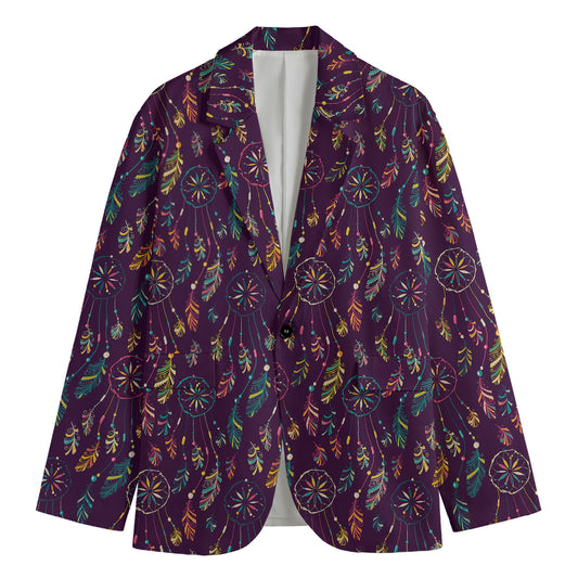 Purple Bohemian Dream Catcher Print Men's Blazer