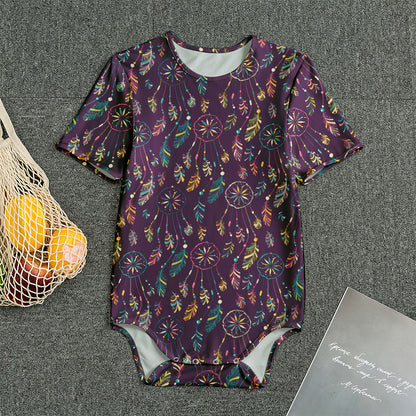 Purple Bohemian Dream Catcher Print Men's Bodysuit