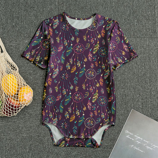 Purple Bohemian Dream Catcher Print Men's Bodysuit