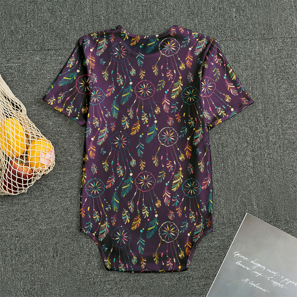 Purple Bohemian Dream Catcher Print Men's Bodysuit