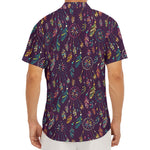 Purple Bohemian Dream Catcher Print Men's Deep V-Neck Shirt
