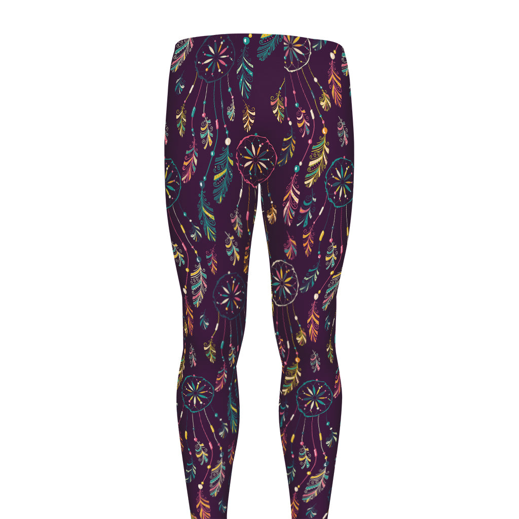 Purple Bohemian Dream Catcher Print Men's leggings