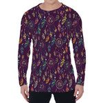 Purple Bohemian Dream Catcher Print Men's Long Sleeve T-Shirt