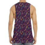 Purple Bohemian Dream Catcher Print Men's Muscle Tank Top