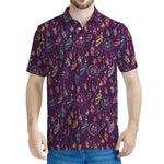 Purple Bohemian Dream Catcher Print Men's Polo Shirt