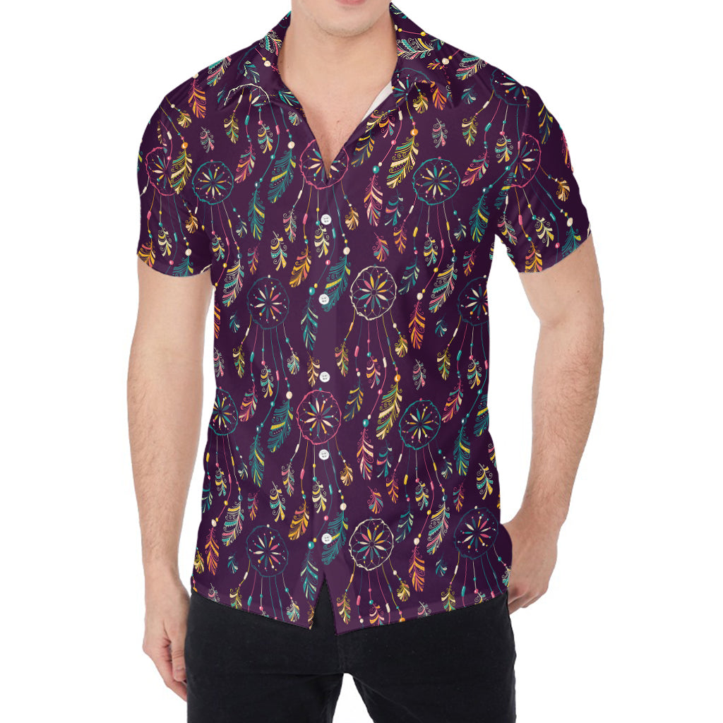 Purple Bohemian Dream Catcher Print Men's Shirt