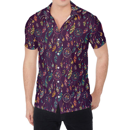 Purple Bohemian Dream Catcher Print Men's Shirt