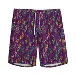 Purple Bohemian Dream Catcher Print Men's Sports Shorts