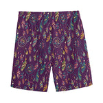 Purple Bohemian Dream Catcher Print Men's Sports Shorts