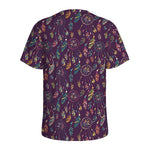 Purple Bohemian Dream Catcher Print Men's Sports T-Shirt