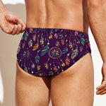 Purple Bohemian Dream Catcher Print Men's Swim Briefs