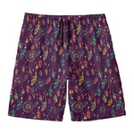 Purple Bohemian Dream Catcher Print Men's Swim Trunks