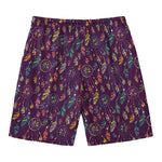 Purple Bohemian Dream Catcher Print Men's Swim Trunks