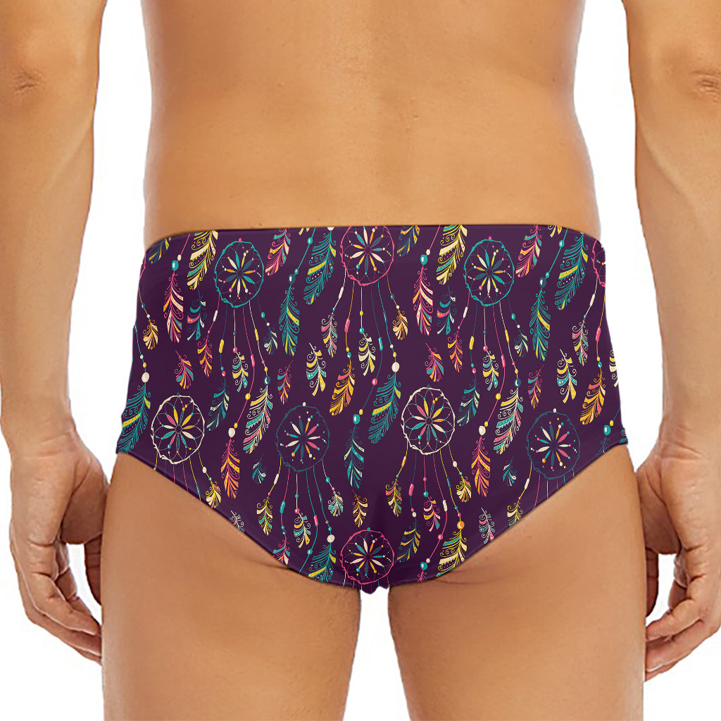 Purple Bohemian Dream Catcher Print Men's Triangle Swim Briefs