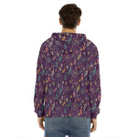 Purple Bohemian Dream Catcher Print Men's Velvet Pullover Hoodie