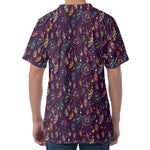 Purple Bohemian Dream Catcher Print Men's Velvet T-Shirt