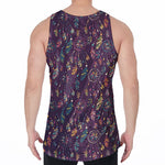 Purple Bohemian Dream Catcher Print Men's Velvet Tank Top