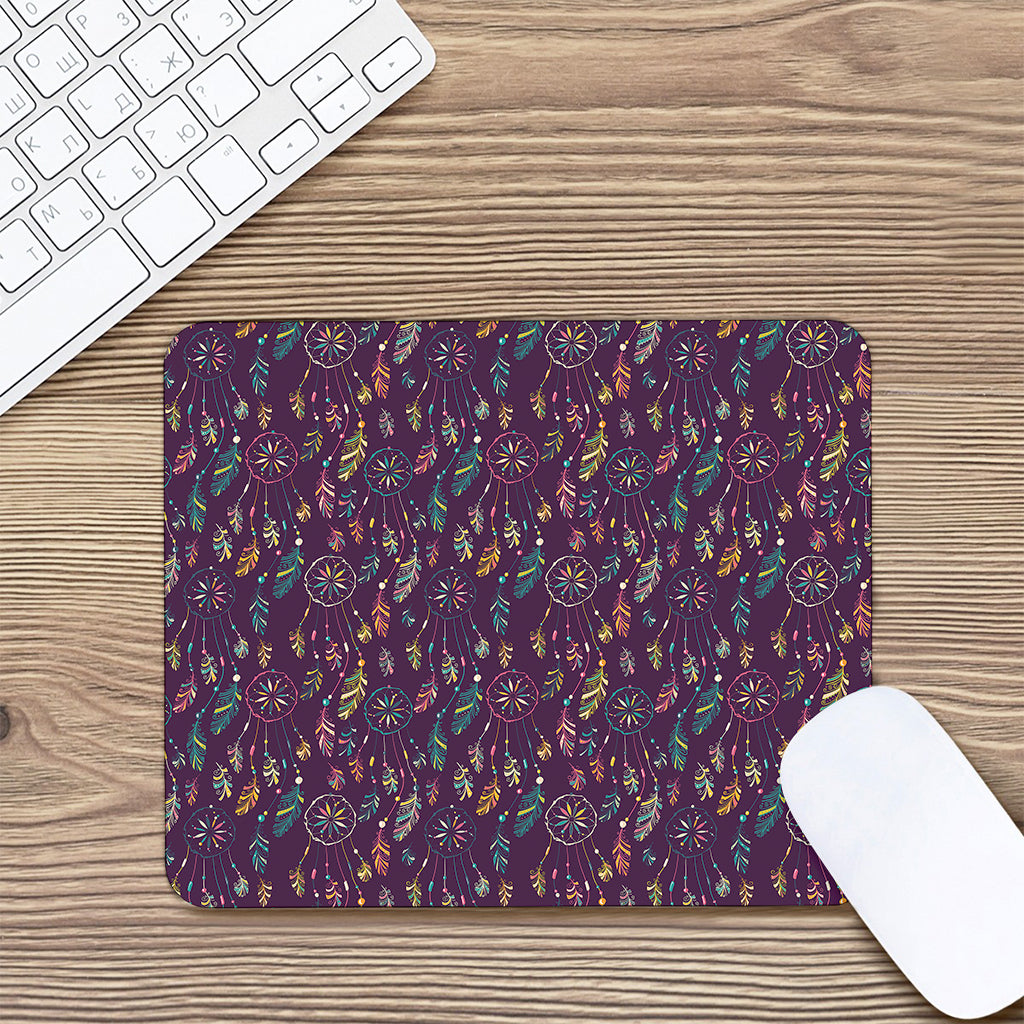 Purple Bohemian Dream Catcher Print Mouse Pad