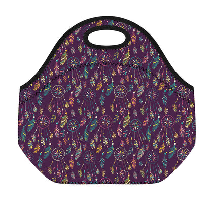 Purple Bohemian Dream Catcher Print Neoprene Lunch Bag