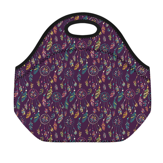 Purple Bohemian Dream Catcher Print Neoprene Lunch Bag