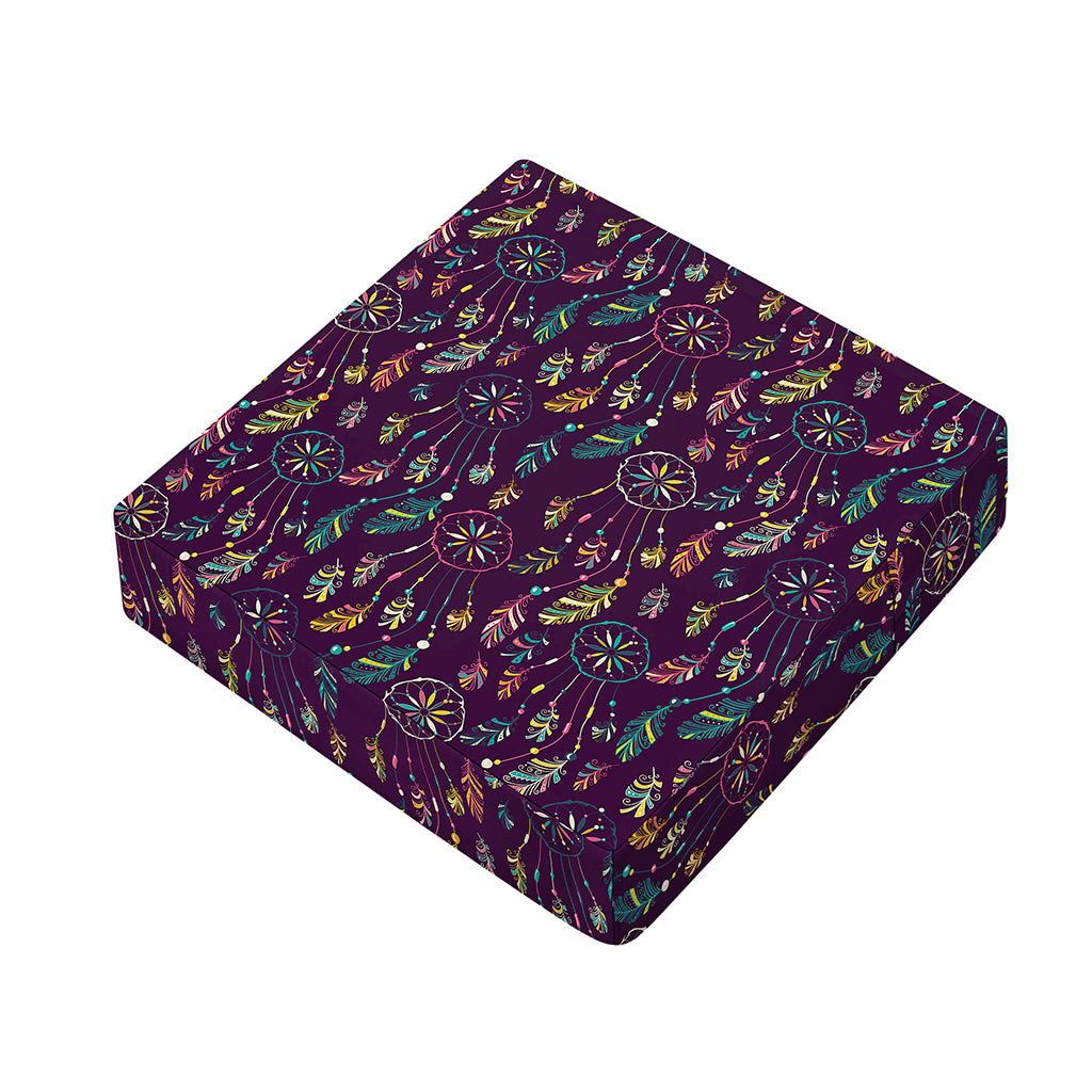 Purple Bohemian Dream Catcher Print Outdoor Seat Cushion Cover