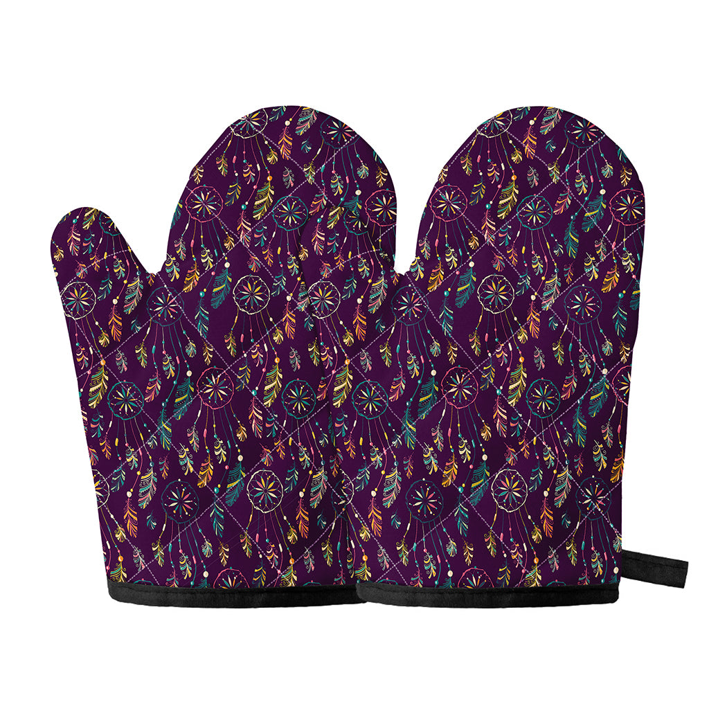 Purple Bohemian Dream Catcher Print Oven Mitts